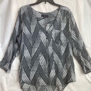 Fred David Black and White Chevron Blouse